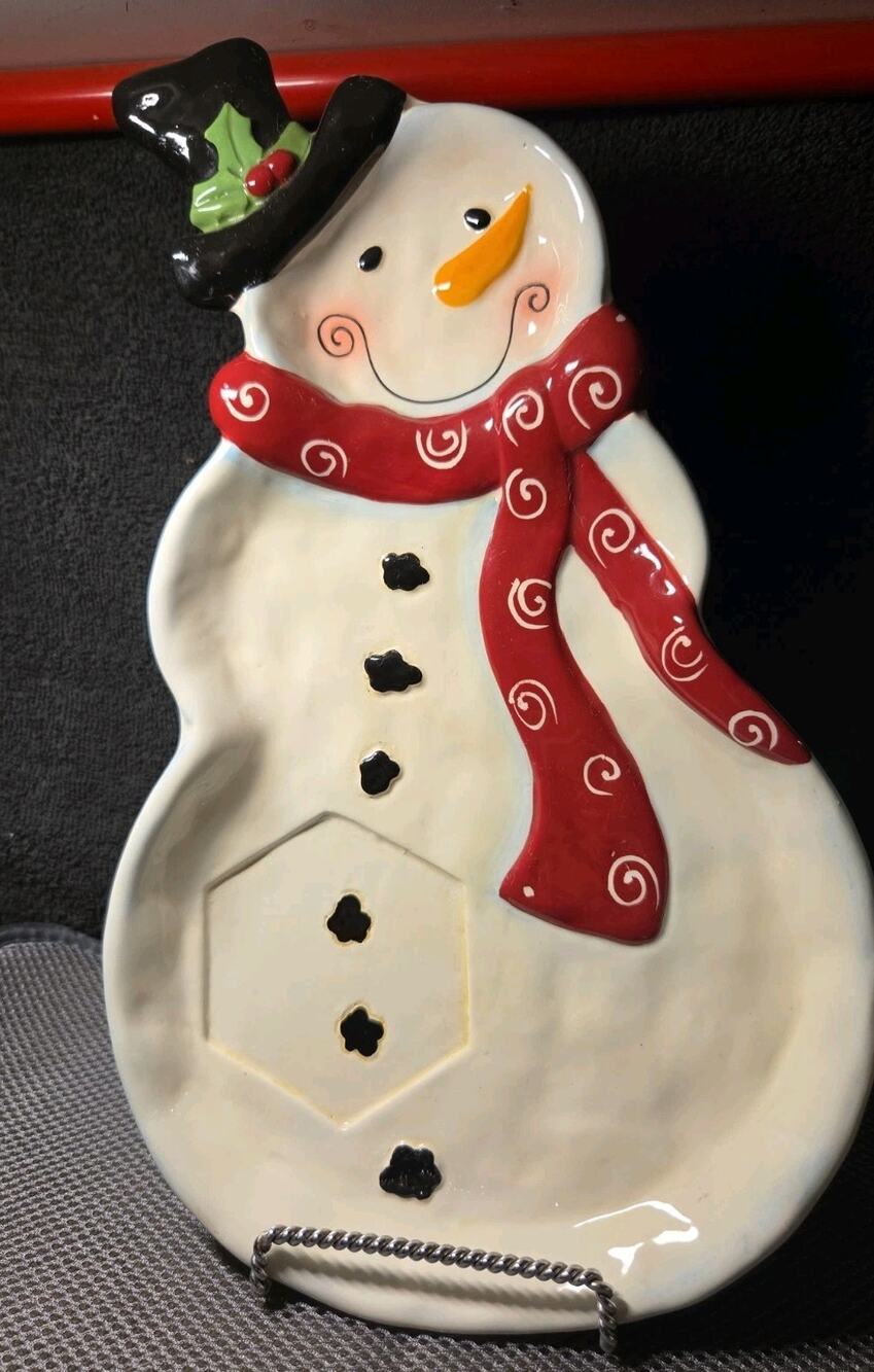 Belle Casa By Ganz Snowman Serving Tray 12" Long
